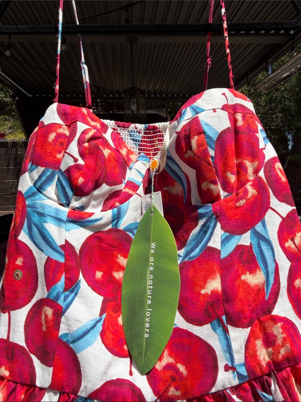 FARM Rio Cherry Print Linen Blend Midi Dress NWT XL - Picture 3 of 7